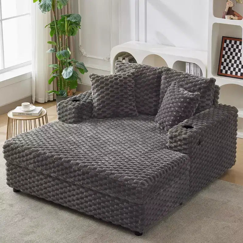 Sedia Chaise Lounge da Interno, Poltrona Imbottita Accogliente per la Lettura con Cuscini, Comoda e Grande Poltrona Letto Moderna Divano Letto per Soggiorno Camera da Letto