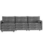 Divano sezionale modulare 108 XL, divano modulare a L moderno in ciniglia con seduta profonda, divano cloud per 4 con pouf mobile, divano sezionale