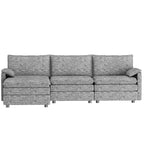 Divano sezionale modulare 108 XL, divano modulare a L moderno in ciniglia con seduta profonda, divano cloud per 4 con pouf mobile, divano sezionale