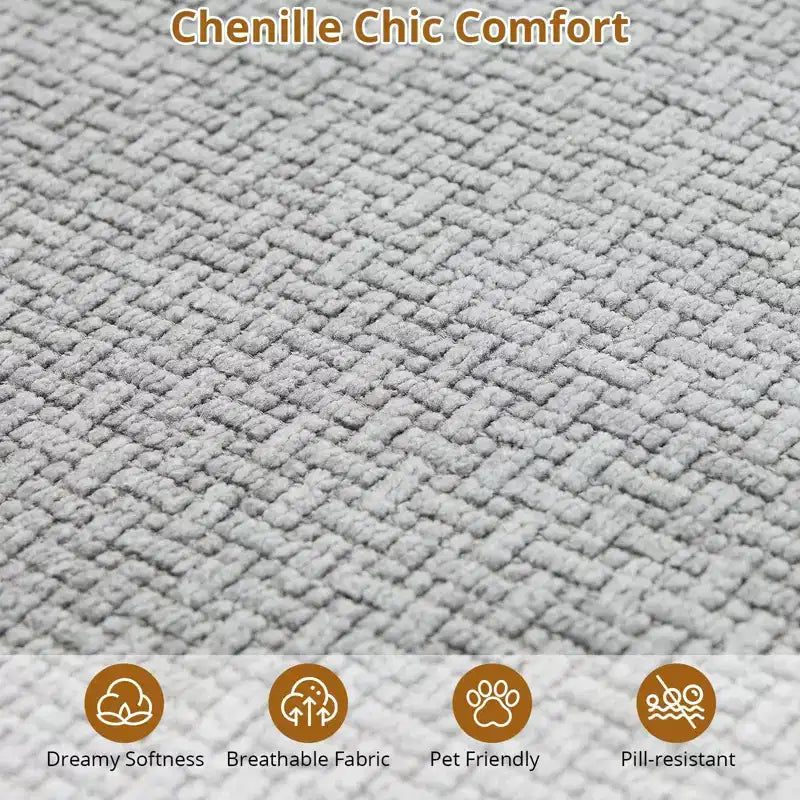 Divano sezionale curvo da 106" con cuscini, divano modulare di lusso in ciniglia a 4 posti con seduta profonda, divano a compressione senza struttura