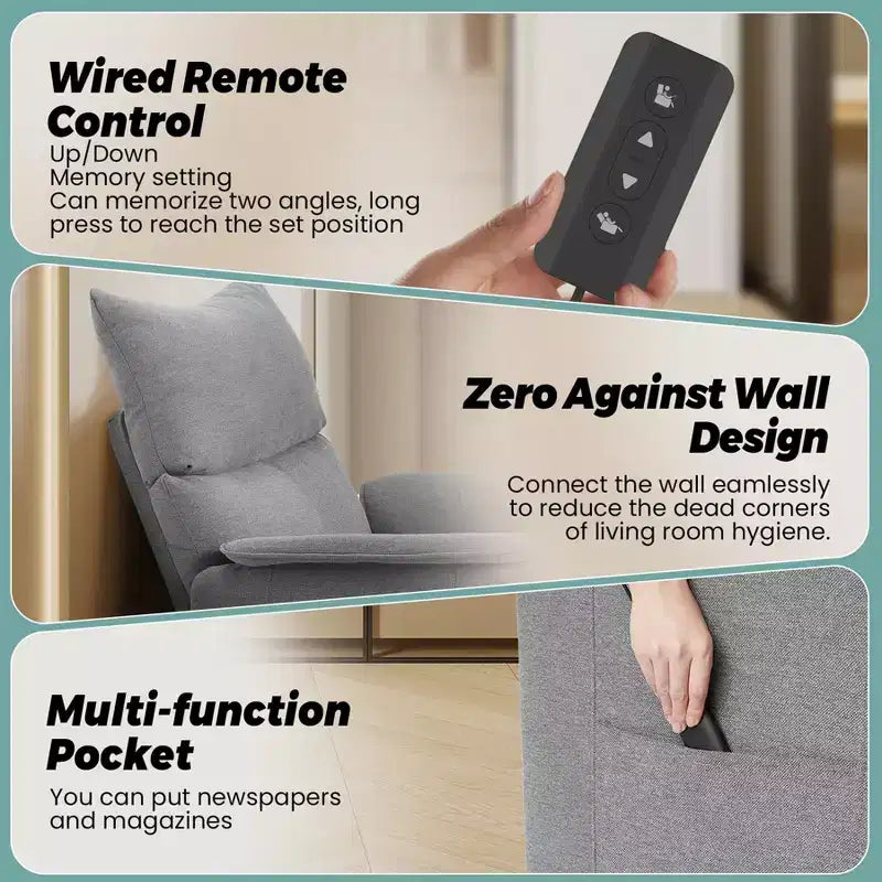 Poltrona Reclinabile Elettrica con Massaggio e Riscaldamento, Poltrona Reclinabile Singola Regolabile, Poltrona per Home Theater per Soggiorno/Ufficio