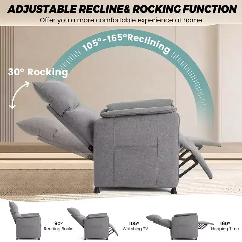 Poltrona Reclinabile Elettrica con Massaggio e Riscaldamento, Poltrona Reclinabile Singola Regolabile, Poltrona per Home Theater per Soggiorno/Ufficio
