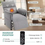 Poltrona Reclinabile Elettrica con Massaggio e Riscaldamento, Poltrona Reclinabile Singola Regolabile, Poltrona per Home Theater per Soggiorno/Ufficio