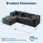 Divano componibile per soggiorno, Divano componibile Cloud con seduta profonda, Divano componibile a L da 271 cm con chaise longue, Divani imbottiti