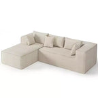 Divano componibile per soggiorno, Divano componibile Cloud con seduta profonda, Divano componibile a L da 271 cm con chaise longue, Divani imbottiti
