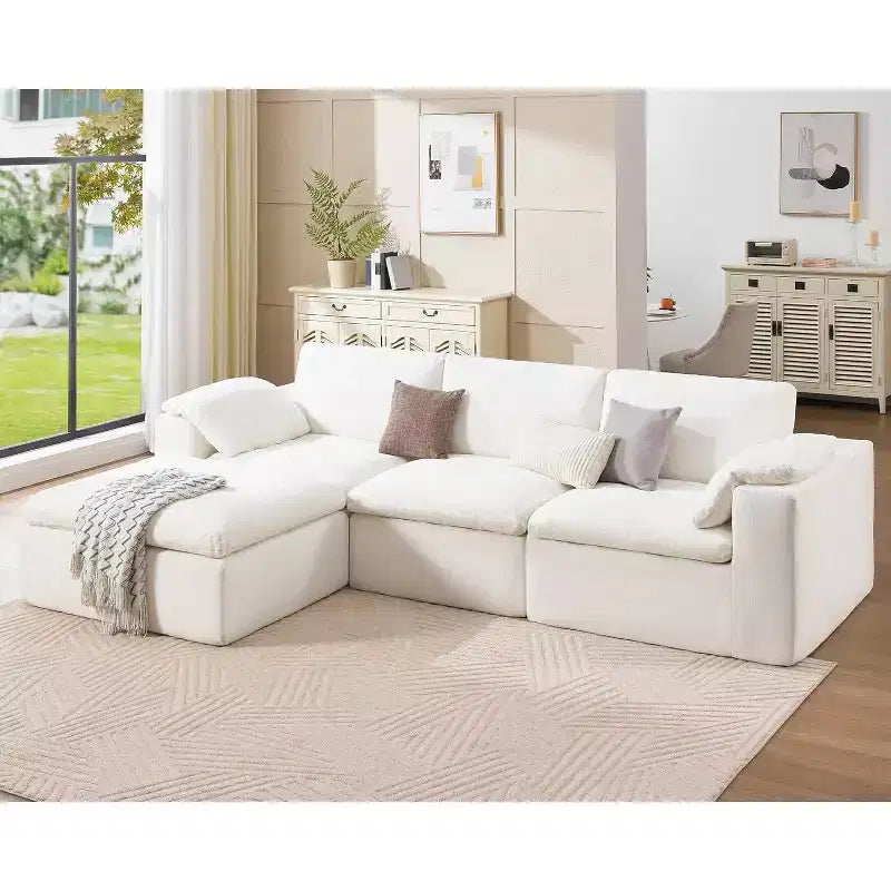 Divano Sezionale AMERLIFE Cloud Couch, Modulare Oversize con Chaise Longue Profonda 83.5, Design Senza Montaggio per Soggiorno, Ciniglia