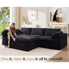 Divano Sezionale AMERLIFE Cloud Couch, Modulare Oversize con Chaise Longue Profonda 83.5, Design Senza Montaggio per Soggiorno, Ciniglia