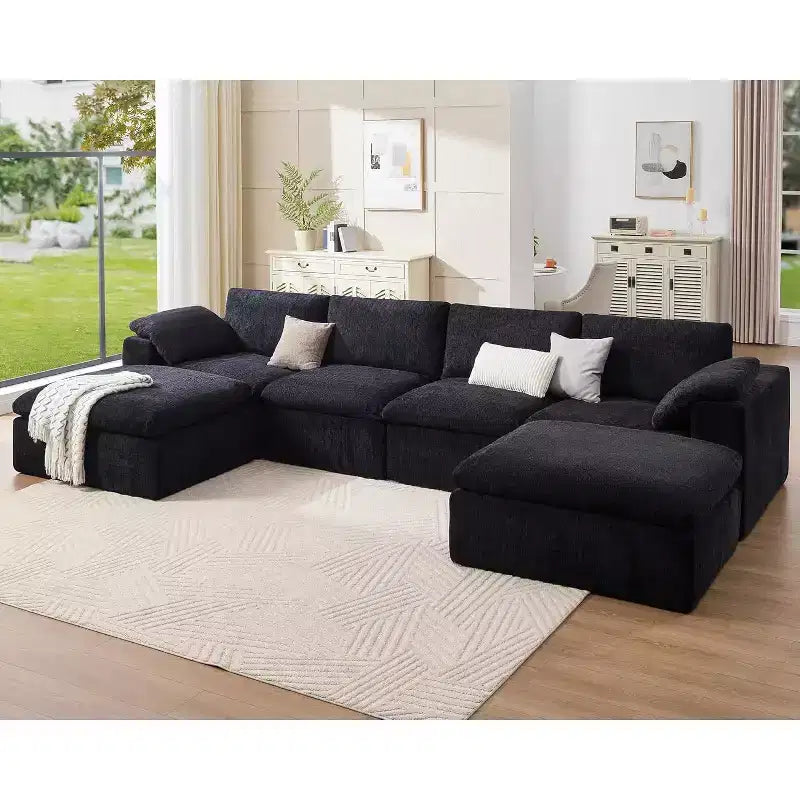 Divano Sezionale AMERLIFE Cloud Couch, Modulare Oversize con Chaise Longue Profonda 83.5, Design Senza Montaggio per Soggiorno, Ciniglia