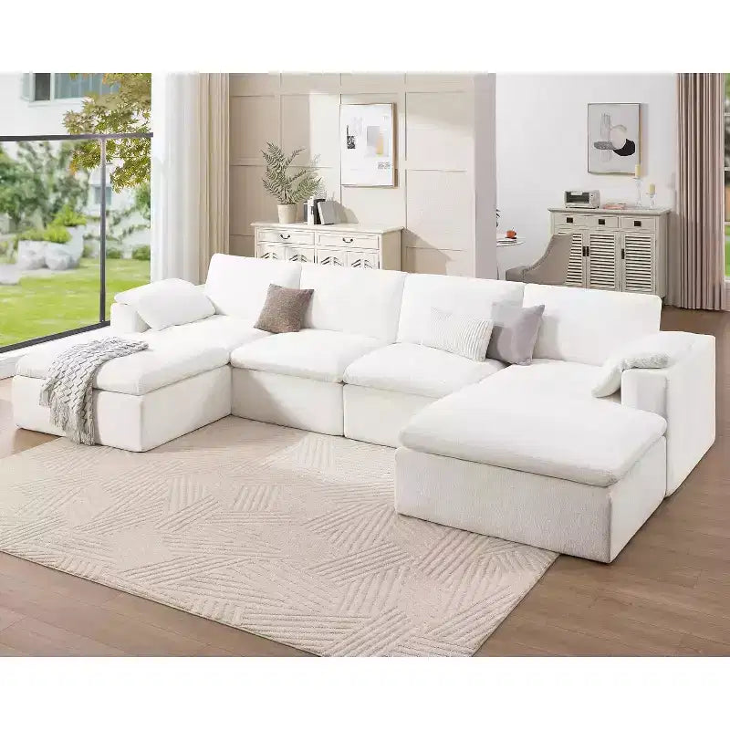 Divano Sezionale AMERLIFE Cloud Couch, Modulare Oversize con Chaise Longue Profonda 83.5, Design Senza Montaggio per Soggiorno, Ciniglia