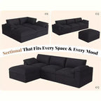 Divano Sezionale AMERLIFE Cloud Couch, Modulare Oversize con Chaise Longue Profonda 83.5, Design Senza Montaggio per Soggiorno, Ciniglia