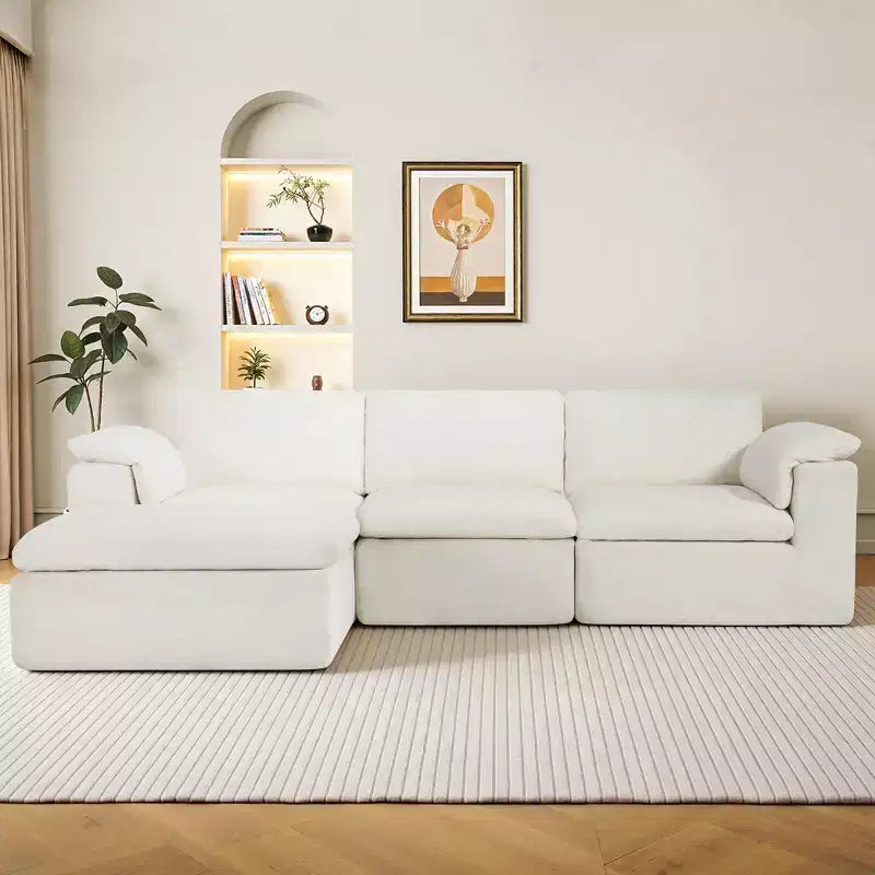 Divano Sezionale AMERLIFE Cloud Couch, Modulare Oversize con Chaise Longue Profonda 83.5, Design Senza Montaggio per Soggiorno, Ciniglia