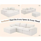Divano Sezionale AMERLIFE Cloud Couch, Modulare Oversize con Chaise Longue Profonda 83.5, Design Senza Montaggio per Soggiorno, Ciniglia