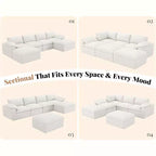 Divano Sezionale AMERLIFE Cloud Couch, Modulare Oversize con Chaise Longue Profonda 83.5, Design Senza Montaggio per Soggiorno, Ciniglia
