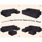 Divano Sezionale AMERLIFE Cloud Couch, Modulare Oversize con Chaise Longue Profonda 83.5, Design Senza Montaggio per Soggiorno, Ciniglia