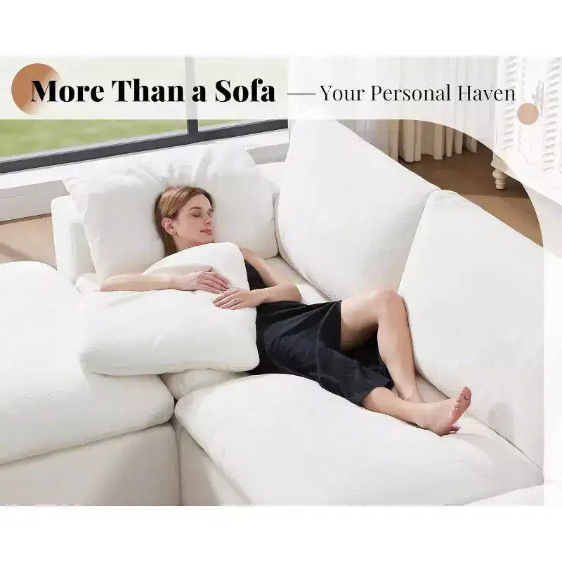 Divano Sezionale AMERLIFE Cloud Couch, Modulare Oversize con Chaise Longue Profonda 83.5, Design Senza Montaggio per Soggiorno, Ciniglia