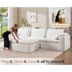 Divano Sezionale AMERLIFE Cloud Couch, Modulare Oversize con Chaise Longue Profonda 83.5, Design Senza Montaggio per Soggiorno, Ciniglia