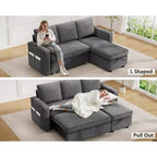 Dyonery 81 divano letto, divano estraibile 2 in 1 con più spazio di archiviazione, divano letto componibile a L con tasche laterali