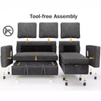 Dyonery 81 divano letto, divano estraibile 2 in 1 con più spazio di archiviazione, divano letto componibile a L con tasche laterali