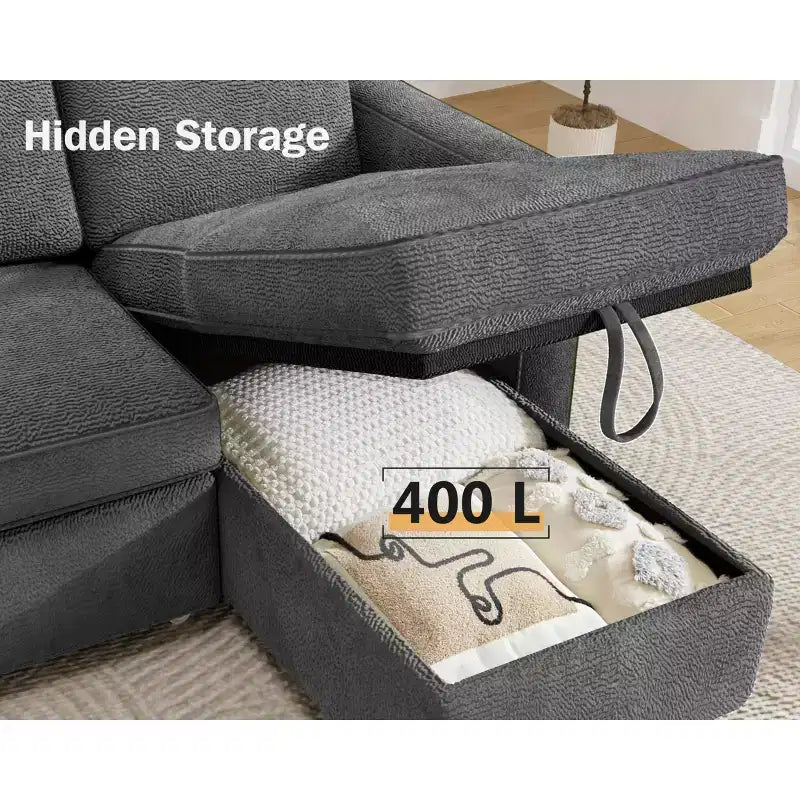 Dyonery 81 divano letto, divano estraibile 2 in 1 con più spazio di archiviazione, divano letto componibile a L con tasche laterali