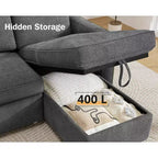 Dyonery 81 divano letto, divano estraibile 2 in 1 con più spazio di archiviazione, divano letto componibile a L con tasche laterali