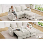 Dyonery 81 divano letto, divano estraibile 2 in 1 con più spazio di archiviazione, divano letto componibile a L con tasche laterali
