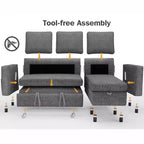 Dyonery 81 divano letto, divano estraibile 2 in 1 con più spazio di archiviazione, divano letto componibile a L con tasche laterali