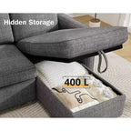 Dyonery 81 divano letto, divano estraibile 2 in 1 con più spazio di archiviazione, divano letto componibile a L con tasche laterali