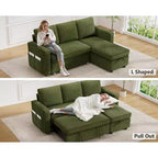 Dyonery 81 divano letto, divano estraibile 2 in 1 con più spazio di archiviazione, divano letto componibile a L con tasche laterali