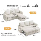 Dyonery 81 divano letto, divano estraibile 2 in 1 con più spazio di archiviazione, divano letto componibile a L con tasche laterali
