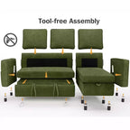 Dyonery 81 divano letto, divano estraibile 2 in 1 con più spazio di archiviazione, divano letto componibile a L con tasche laterali