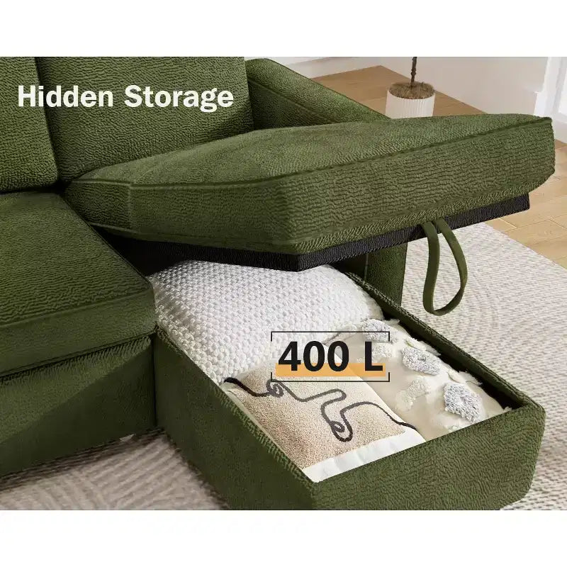 Dyonery 81 divano letto, divano estraibile 2 in 1 con più spazio di archiviazione, divano letto componibile a L con tasche laterali