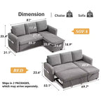Dyonery 81 divano letto, divano estraibile 2 in 1 con più spazio di archiviazione, divano letto componibile a L con tasche laterali