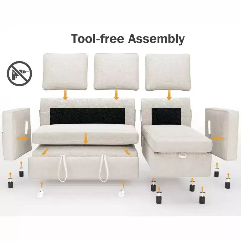Dyonery 81 divano letto, divano estraibile 2 in 1 con più spazio di archiviazione, divano letto componibile a L con tasche laterali