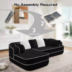 106 Divano Senza Struttura in Tessuto Teddy 32D, Design a Colori a Contrasto, Morbido e Comodo con Chaise Longue a L, per Soggiorno
