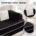 106 Divano Senza Struttura in Tessuto Teddy 32D, Design a Colori a Contrasto, Morbido e Comodo con Chaise Longue a L, per Soggiorno