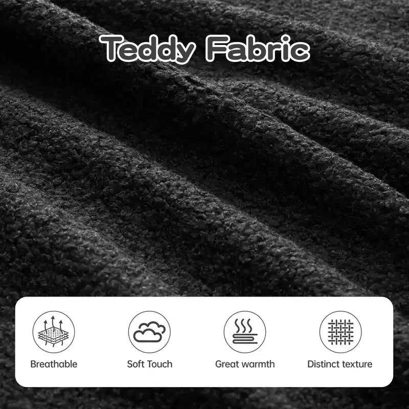 106 Divano Senza Struttura in Tessuto Teddy 32D, Design a Colori a Contrasto, Morbido e Comodo con Chaise Longue a L, per Soggiorno
