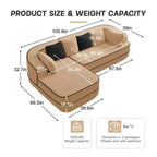 106 Divano Senza Struttura in Tessuto Teddy 32D, Design a Colori a Contrasto, Morbido e Comodo con Chaise Longue a L, per Soggiorno