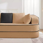 106 Divano Senza Struttura in Tessuto Teddy 32D, Design a Colori a Contrasto, Morbido e Comodo con Chaise Longue a L, per Soggiorno