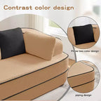 106 Divano Senza Struttura in Tessuto Teddy 32D, Design a Colori a Contrasto, Morbido e Comodo con Chaise Longue a L, per Soggiorno