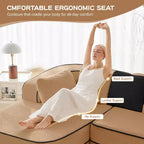106 Divano Senza Struttura in Tessuto Teddy 32D, Design a Colori a Contrasto, Morbido e Comodo con Chaise Longue a L, per Soggiorno