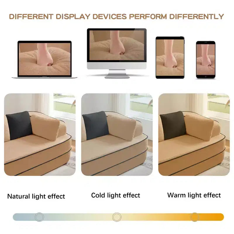 106 Divano Senza Struttura in Tessuto Teddy 32D, Design a Colori a Contrasto, Morbido e Comodo con Chaise Longue a L, per Soggiorno