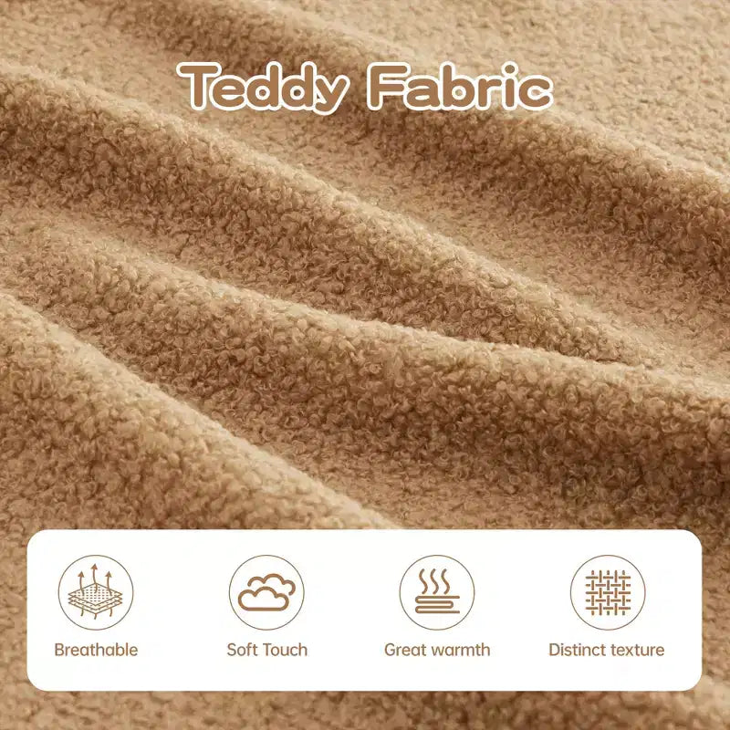 106 Divano Senza Struttura in Tessuto Teddy 32D, Design a Colori a Contrasto, Morbido e Comodo con Chaise Longue a L, per Soggiorno