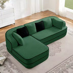 106 Divano Senza Struttura in Tessuto Teddy 32D, Design a Colori a Contrasto, Morbido e Comodo con Chaise Longue a L, per Soggiorno