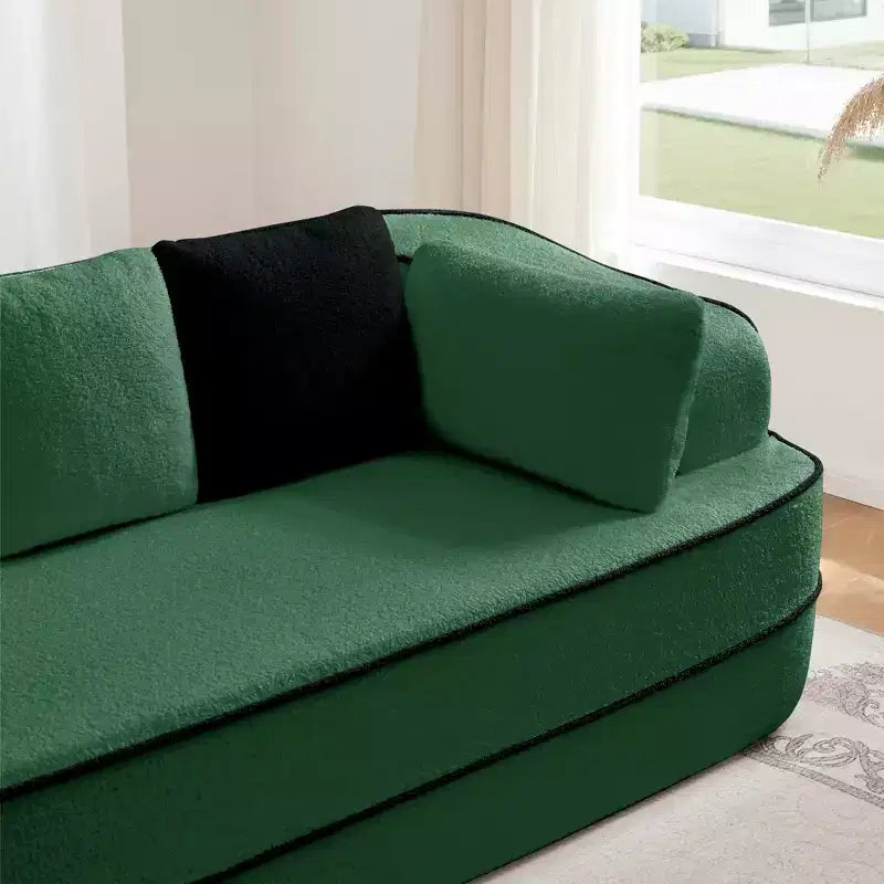 106 Divano Senza Struttura in Tessuto Teddy 32D, Design a Colori a Contrasto, Morbido e Comodo con Chaise Longue a L, per Soggiorno