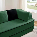106 Divano Senza Struttura in Tessuto Teddy 32D, Design a Colori a Contrasto, Morbido e Comodo con Chaise Longue a L, per Soggiorno