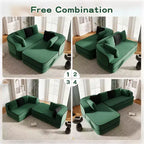 106 Divano Senza Struttura in Tessuto Teddy 32D, Design a Colori a Contrasto, Morbido e Comodo con Chaise Longue a L, per Soggiorno