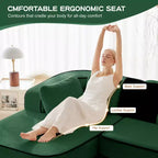 106 Divano Senza Struttura in Tessuto Teddy 32D, Design a Colori a Contrasto, Morbido e Comodo con Chaise Longue a L, per Soggiorno