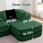 106 Divano Senza Struttura in Tessuto Teddy 32D, Design a Colori a Contrasto, Morbido e Comodo con Chaise Longue a L, per Soggiorno