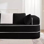 106 Divano Senza Struttura in Tessuto Teddy 32D, Design a Colori a Contrasto, Morbido e Comodo con Chaise Longue a L, per Soggiorno