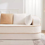 106 Divano Senza Struttura in Tessuto Teddy 32D, Design a Colori a Contrasto, Morbido e Comodo con Chaise Longue a L, per Soggiorno